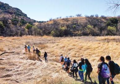 students on hike